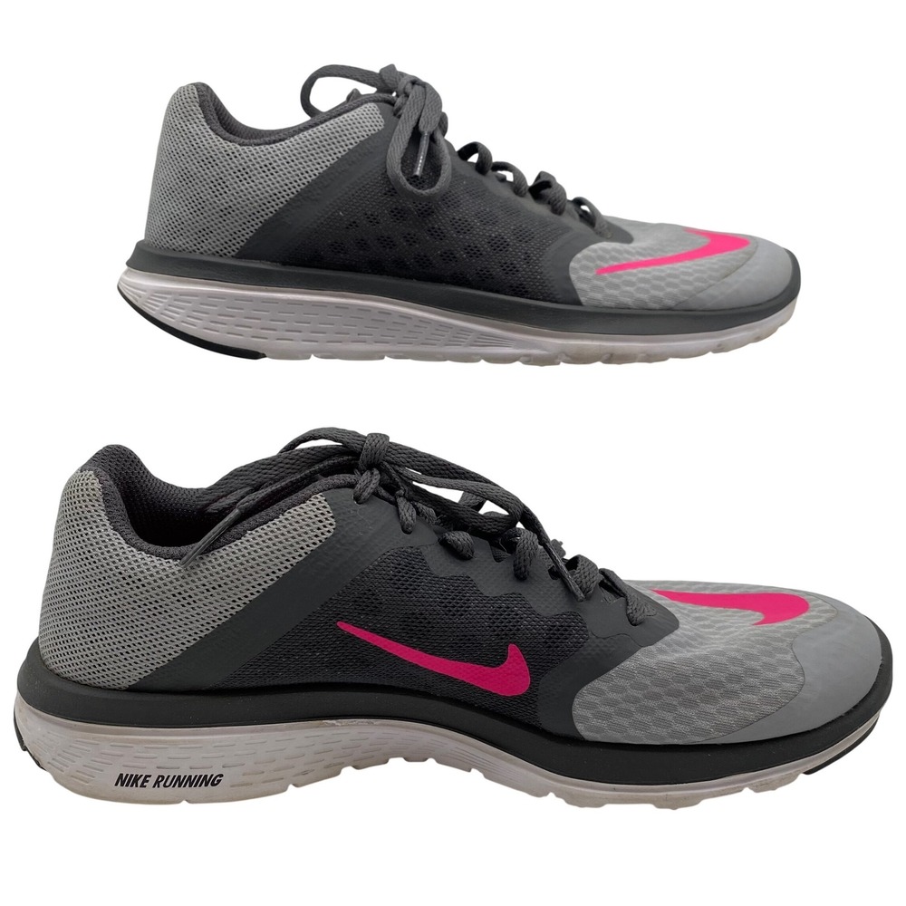 Nike FS Lite Run 3 Sneakers Womens 7 Grey Pink 807145-006 Running Shoes